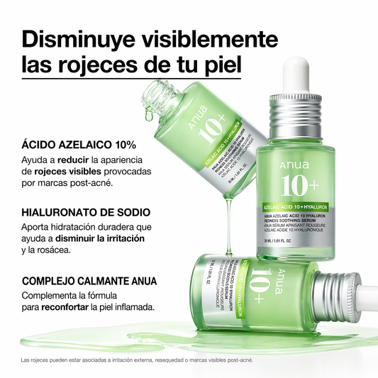 Anua® Ácido Azelaico 10% de 30ml - Disminuye las rojeces en tu piel causadas por irritación y post-acné