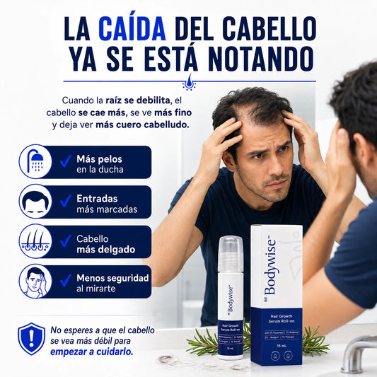 Bodywise en roll-on (15ml) - Apoya el crecimiento del cabello desde la raíz y previene la caída
