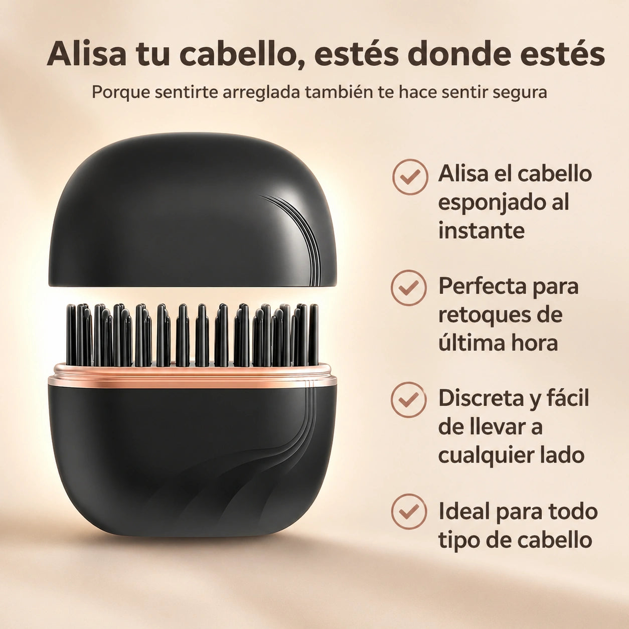 Mini planchita en forma de peine - Mantén tu cabello liso y arreglado siempre (Calienta hasta 200°C)