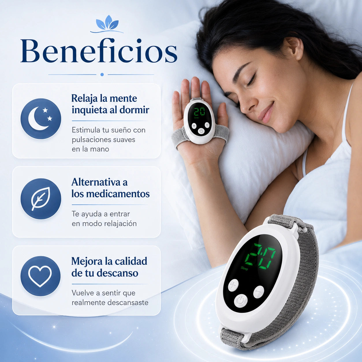 Electroestimulador muscular para la mano - Combate el insomnio y relaja tu cuerpo para dormir mejor