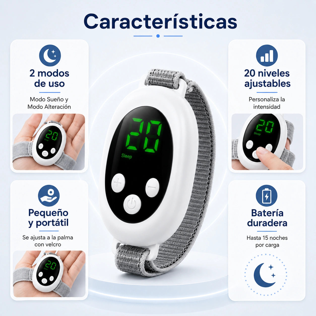 Electroestimulador muscular para la mano - Combate el insomnio y relaja tu cuerpo para dormir mejor