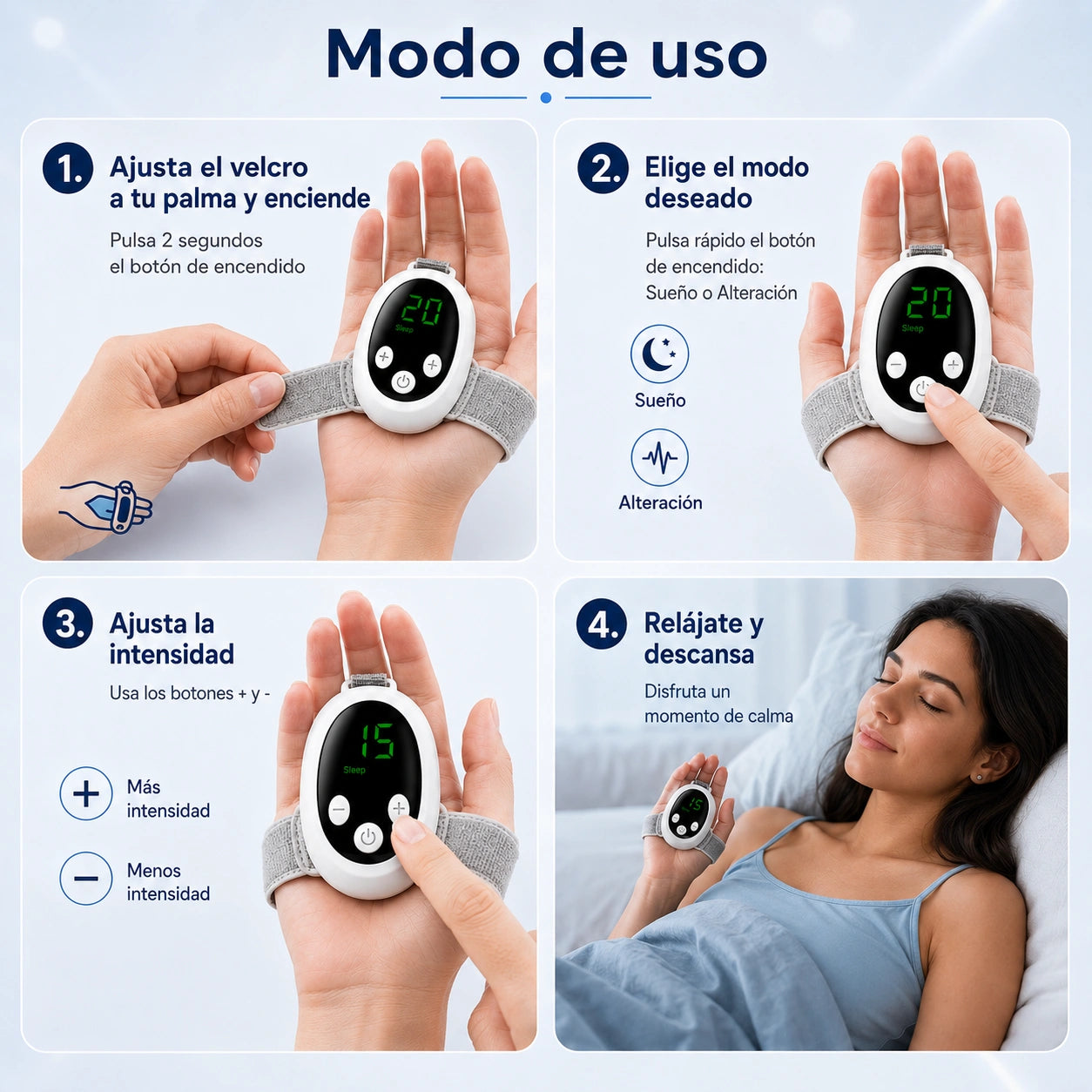 Electroestimulador muscular para la mano - Combate el insomnio y relaja tu cuerpo para dormir mejor