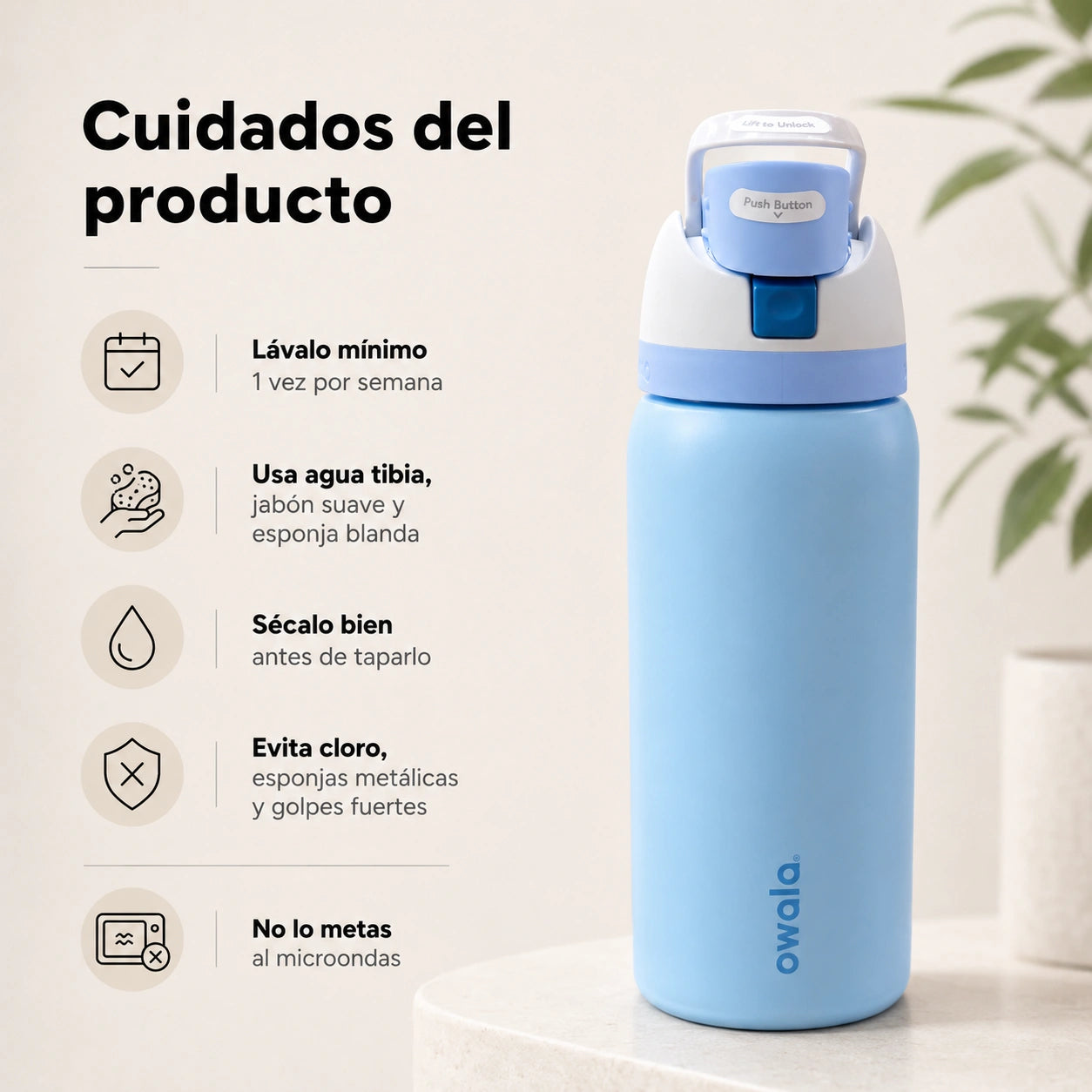 Termo Owala FreeSip 32oz (945ml) - Acero inoxidable con aislamiento térmico, boquilla y pitillo integrado