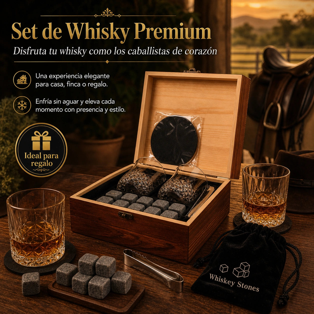Set de Whisky Premium para disfrutar en casa - Disfruta tu whisky como los caballistas de corazón