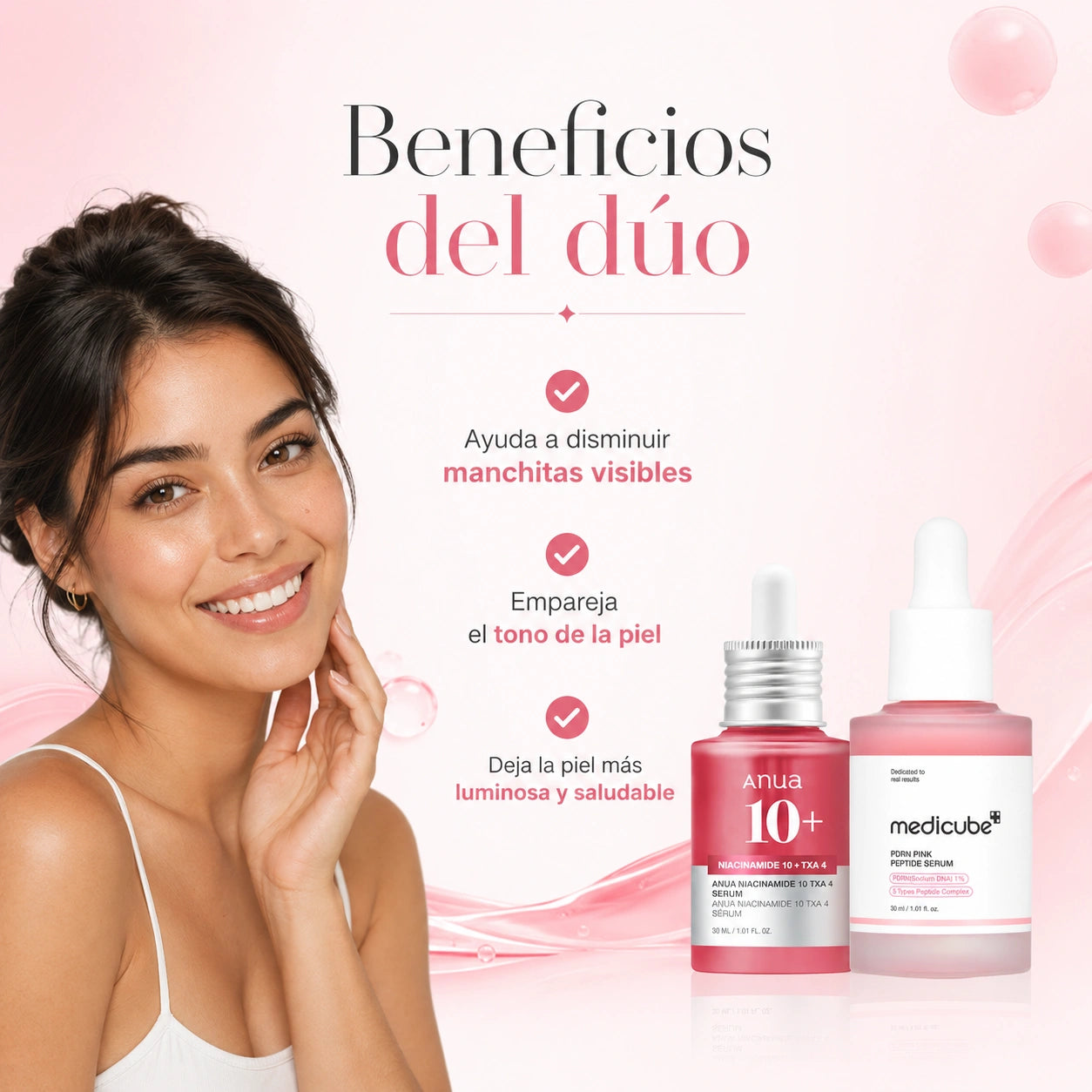 Dúo de sérums Medicube + Anua - Rutina de las coreanas para despigmentar e iluminar en dos pasos