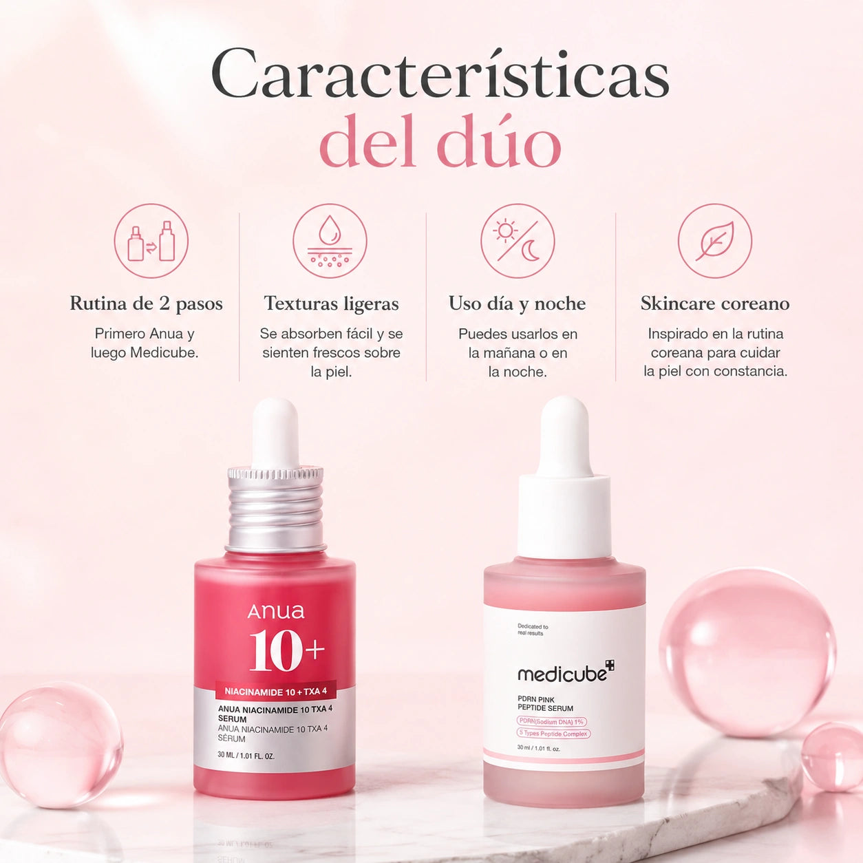 Dúo de sérums Medicube + Anua - Rutina de las coreanas para despigmentar e iluminar en dos pasos